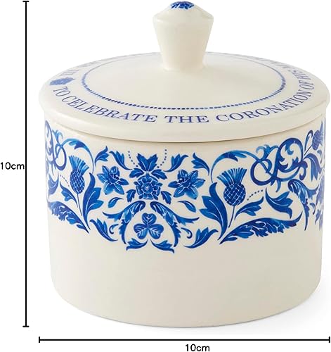 Miniatura 9 de Portmeirion Inicio y regalos Spode King Charles III Coronation - Azucarero cubierto con tapa de 9.5 fl oz, patrón azul y blanco fabricado en el