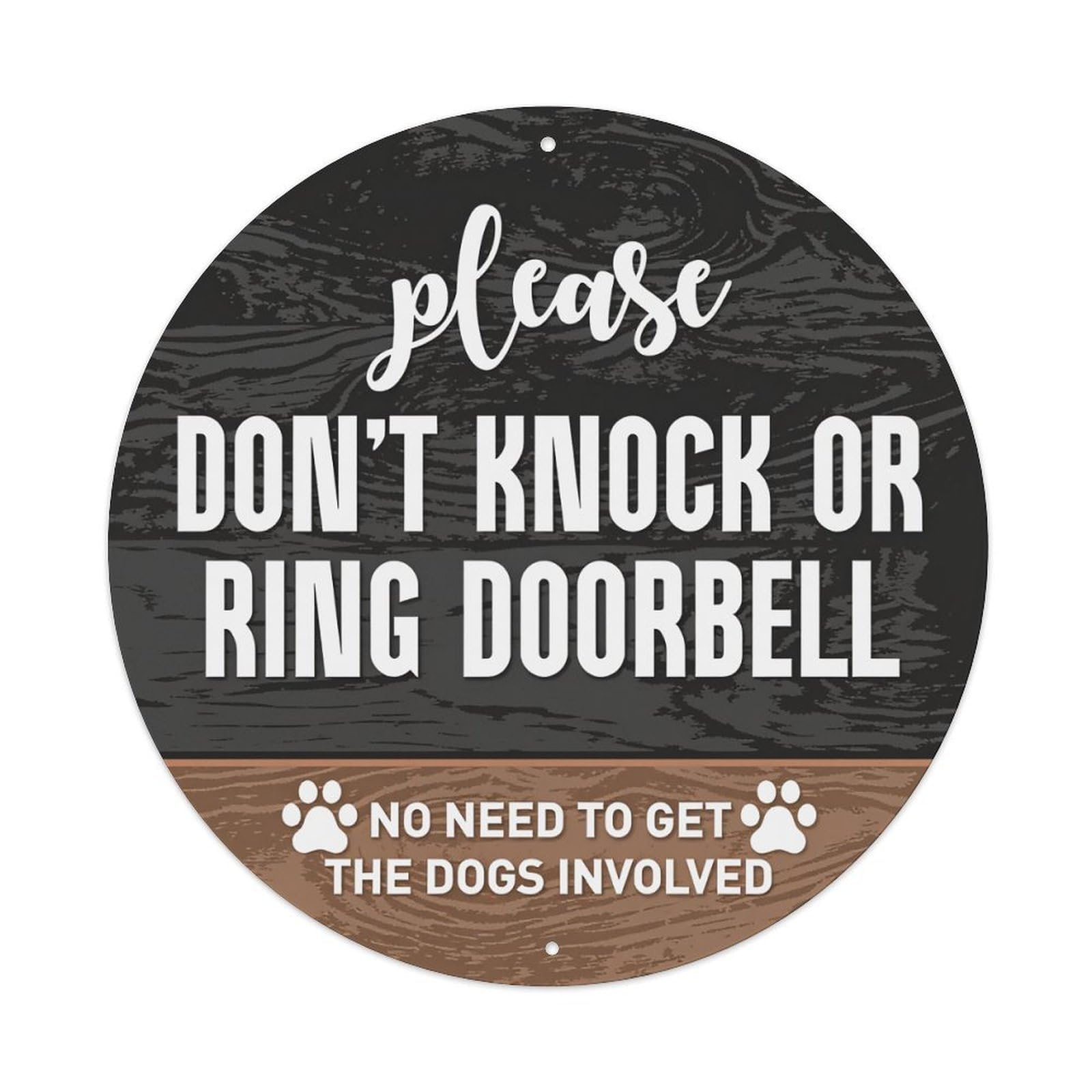 Please Don't Knock Or Ring Doorbell Round Tin Sign Retro Metal Sign for Cafe Bar Pub Home Game Room Gym Club Wall Decoration Vintage Metal Poster 8x8 Inch
