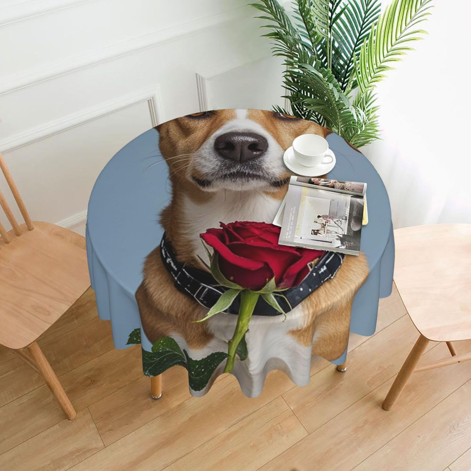 Nappe ronde de style rustique infroissable pour salle à manger