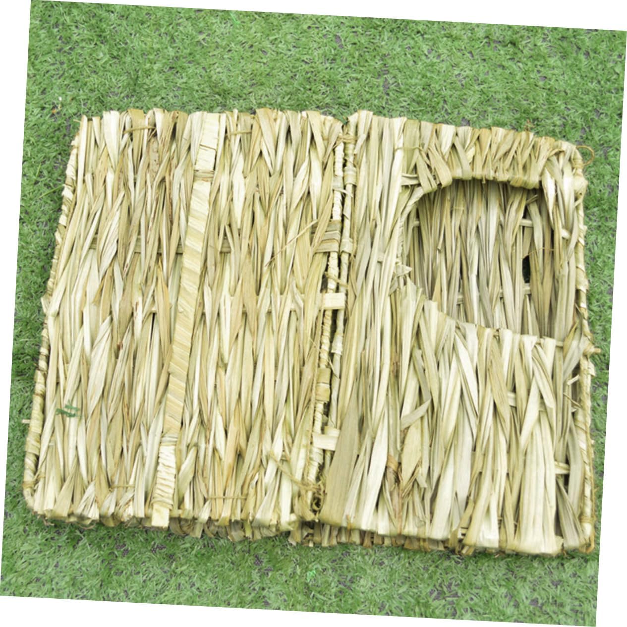 Adorable Hideout Nest Decorative Rabbit House Handcrafted Reed Nest Box for Small Animals Warm Comfortable