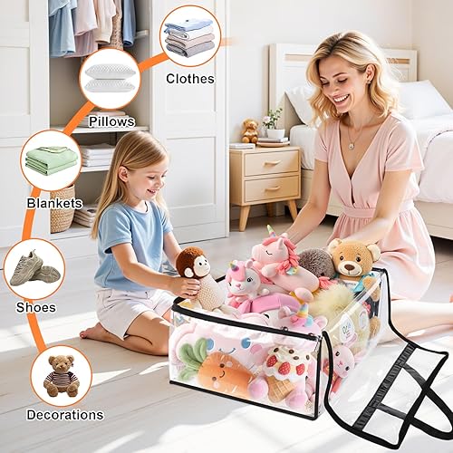 Miniatura 6 de Paquete de 4 bolsas de almacenamiento, contenedores transparentes para almacenamiento debajo de la cama y organizadores de armario, bolsas plegables