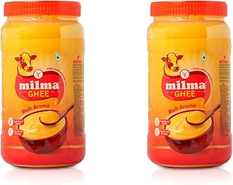 Milma Pure Cow Ghee, 1 Litre (Pack of 2, 500ml Bottles) | Rich Aroma & Danedar Texture | 100% Pure Ghee for Cooking & Puja