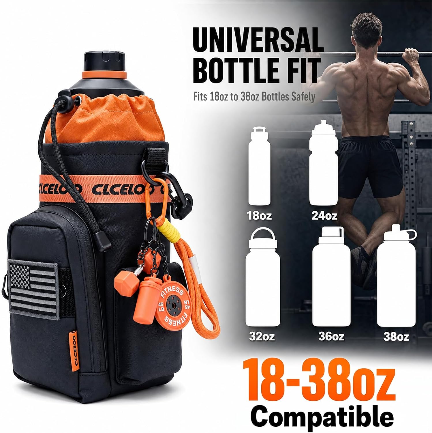 Magnetic Gym Bag, Magnetic Gym Water Bottle Bag with 5 Powerful Magnets. | Multi-PocketInsulated Fitness Water Bottle Bag for 38 oz, Featuring Removable And Adjustable Shoulder For The Gym And Travel