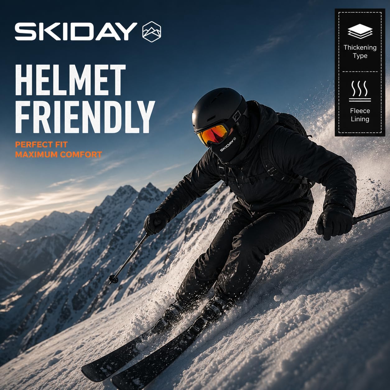 Pasamontañas de esquí para hombres y mujeres, resistente al viento, para invierno, para snowboard, motociclismo, color negro, Negro -, talla única