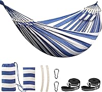 Vista 1 de Chihee - Hamaca de algodón grande y suave para acampar, transpirable, con capacidad de hasta 660 libras, portátil, con barra de separación