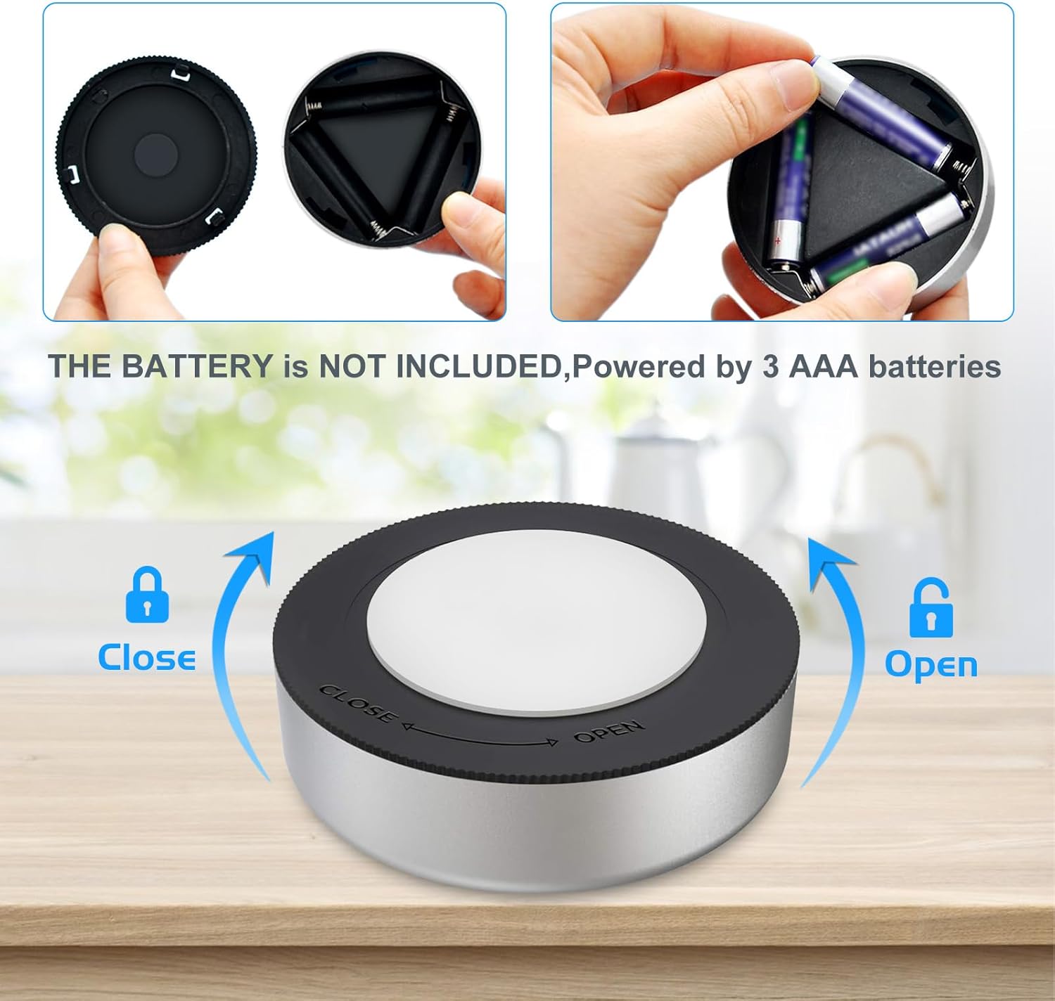 1 PCS 3 Beads Tap Push Light, Under Cabinet Lights Touch Button Puck Stick On for Closet Counter Kitchen Cabinet RV(Blister Packs)