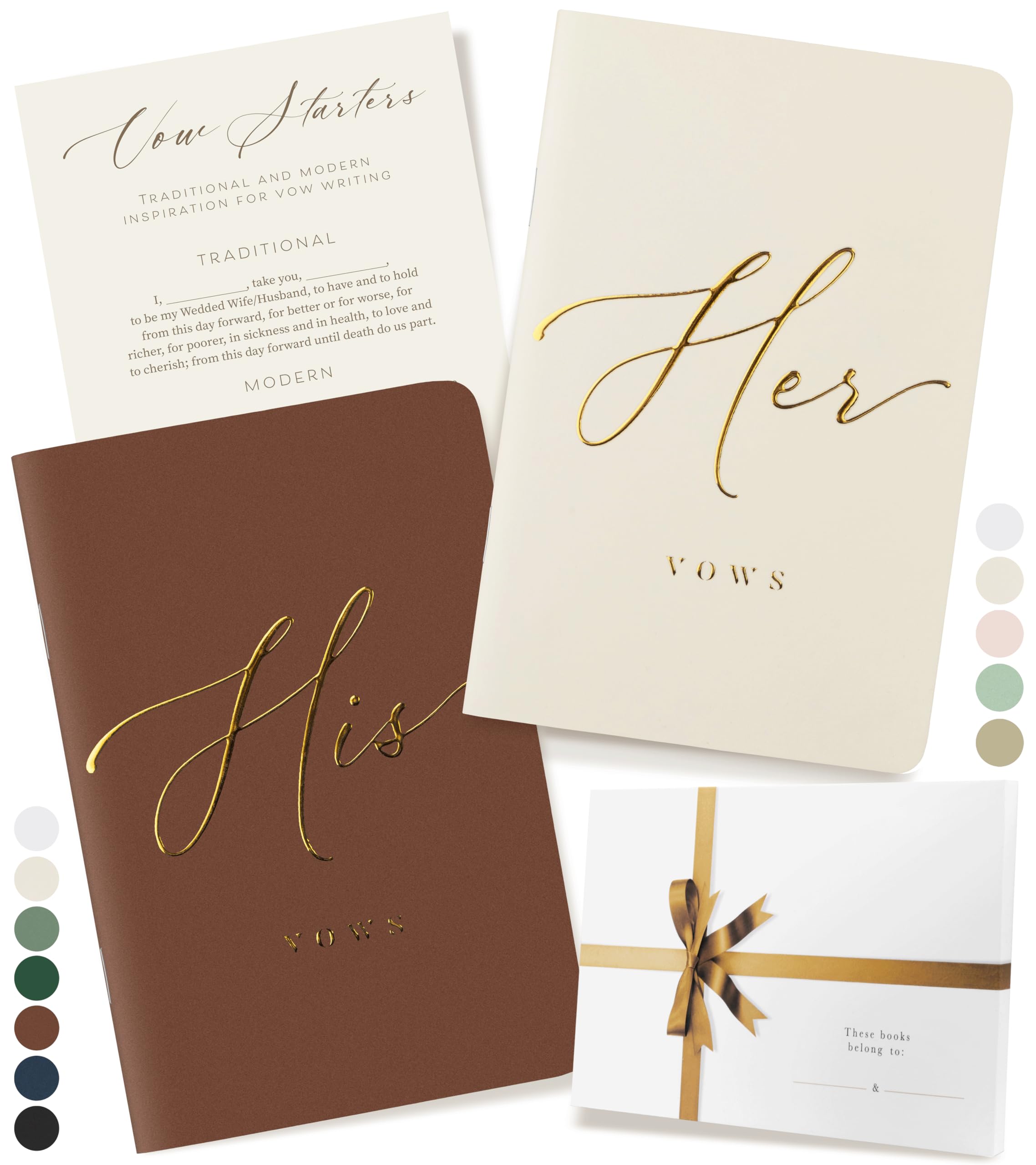 ARTESORI Wedding Vow Books His & Hers - Wedding Registry Gifts Ideas for Bride & Groom, Vow Books for Wedding - Soft-Touch, Gold-Foiled, 28 Lined Pages Vow Book for Her & Him [Ivory & Terracotta]