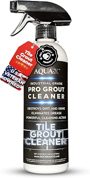 AQUA-X Grout Cleaner 16oz - Heavy Duty Tile & Grout Stain Remover for Floors, Showers & Bathrooms - Deep Cleaning Formula for Bright, White, Sealed Grout - Non-Toxic, Easy Scrub