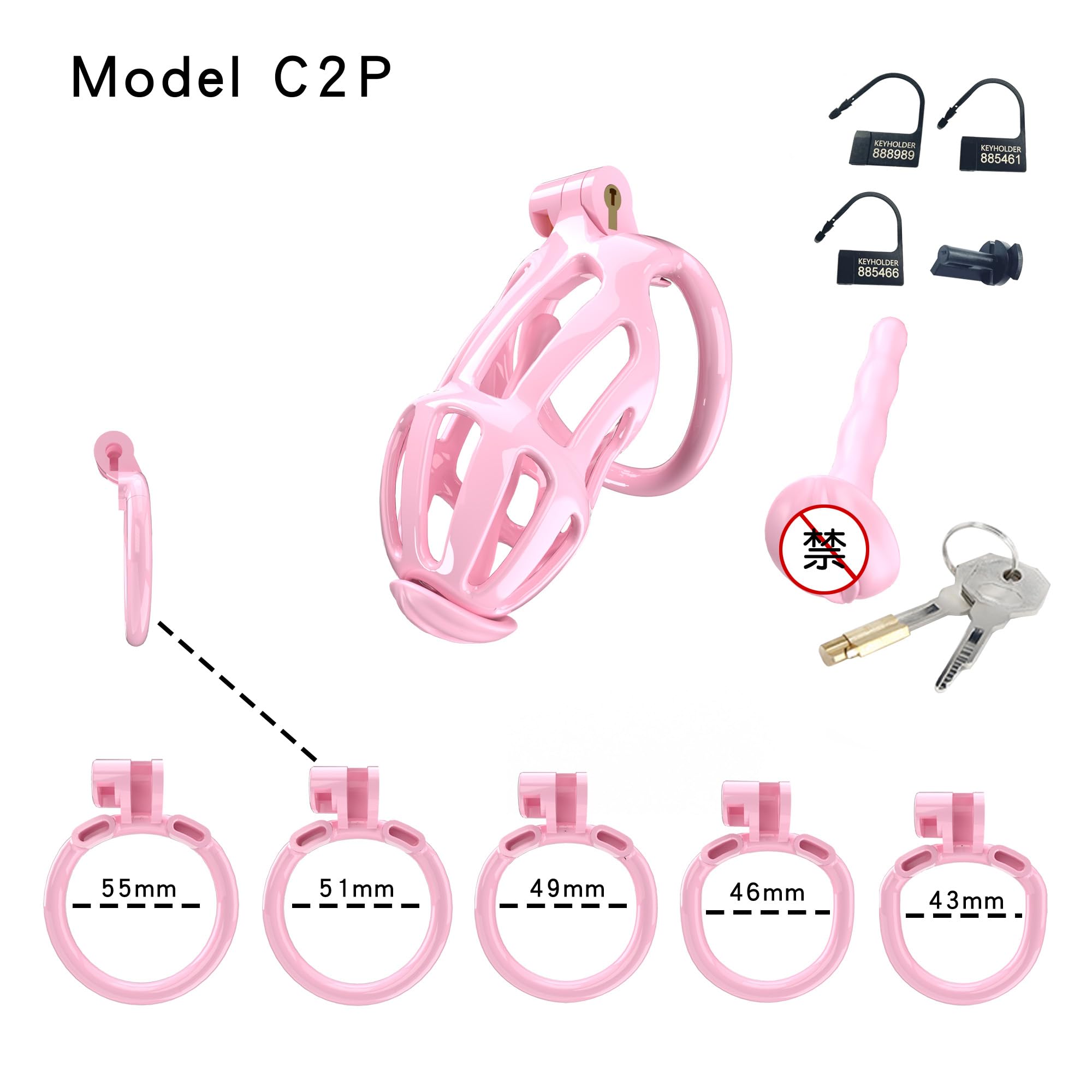 Jaula de musculación para hombre rosa con 5 anillas (anillas planas)-C2P