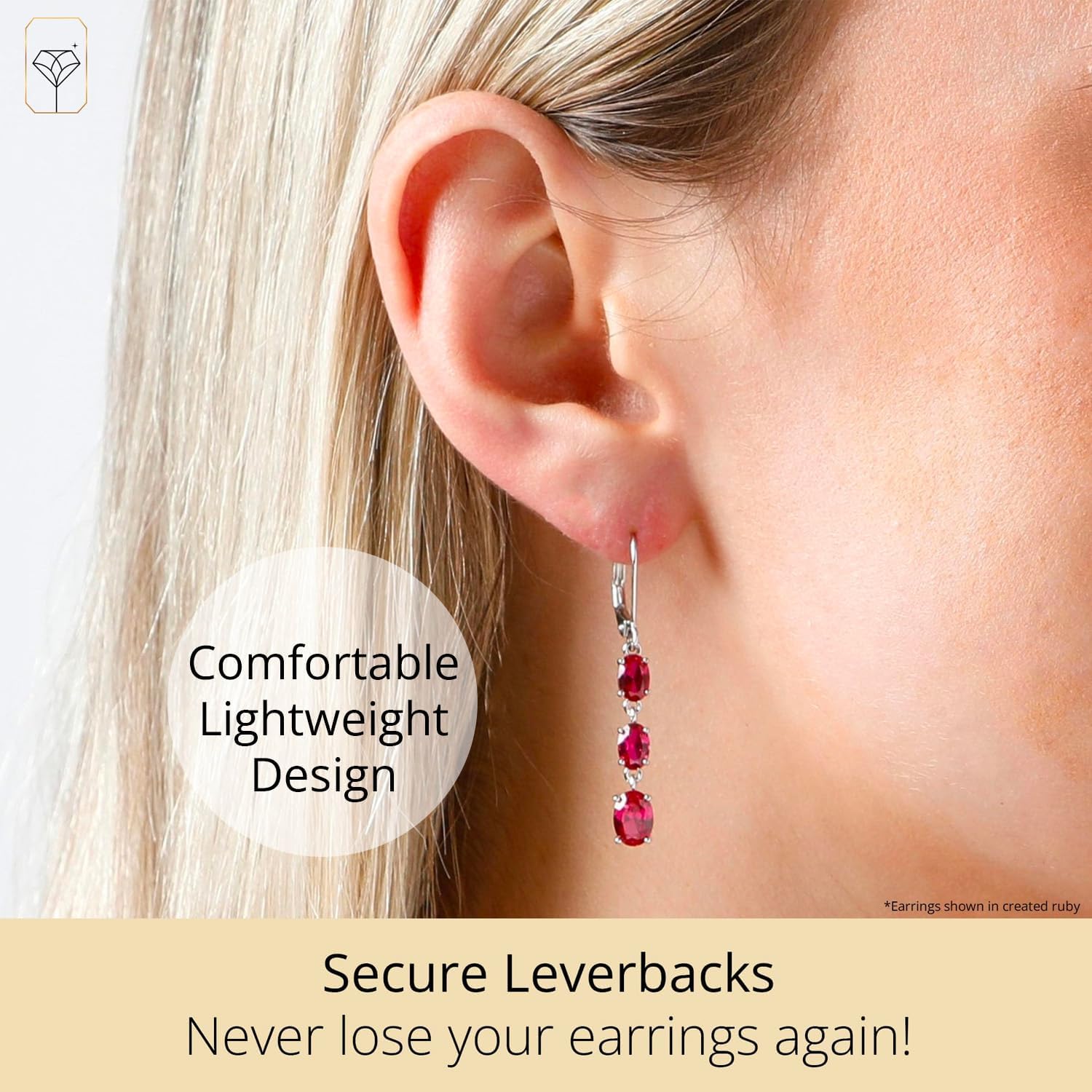 925 Sterling Silver Dangle Earrings for Women | Hypoallergenic Birthstone Earrings with Leverback | Simulated Gemstone Dangle Drop Earring by MAX + STONE - Image 4