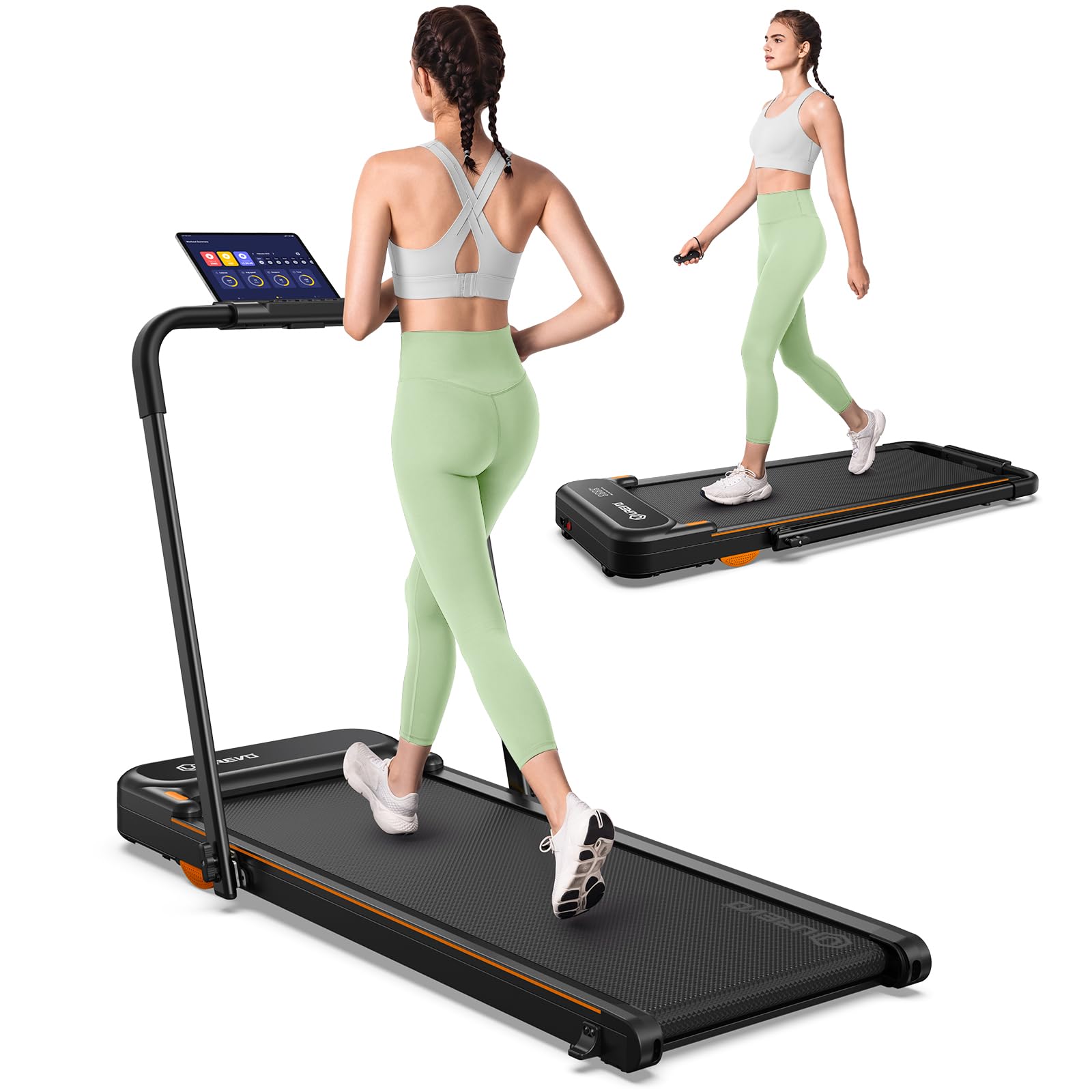 UREVO Strol 2E Smart 2-in-1 Folding Treadmill, Compact Walking Pad