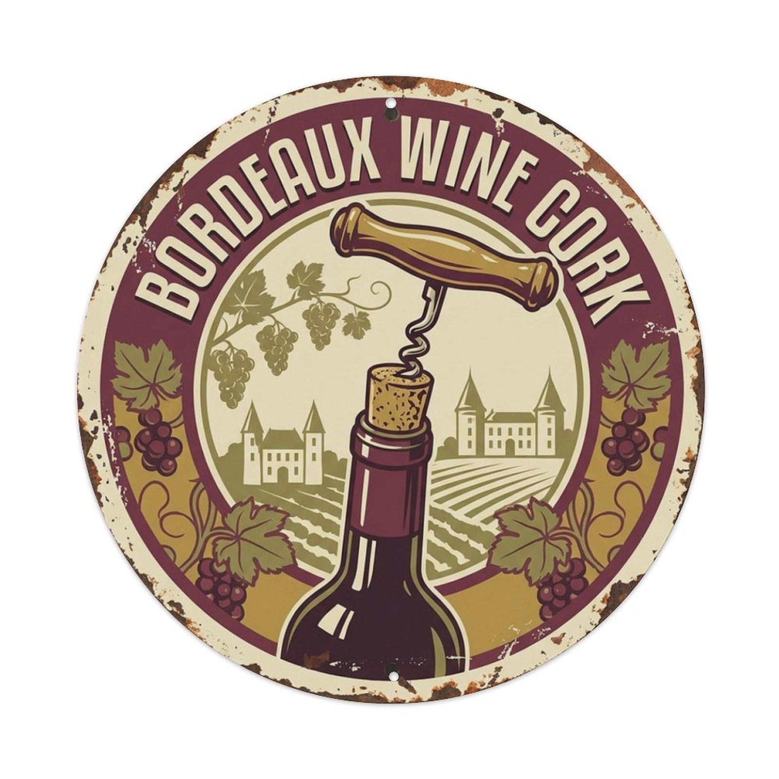 France Bordeaux Wine Cork Cellar Culture Travel Metal Tin Sign