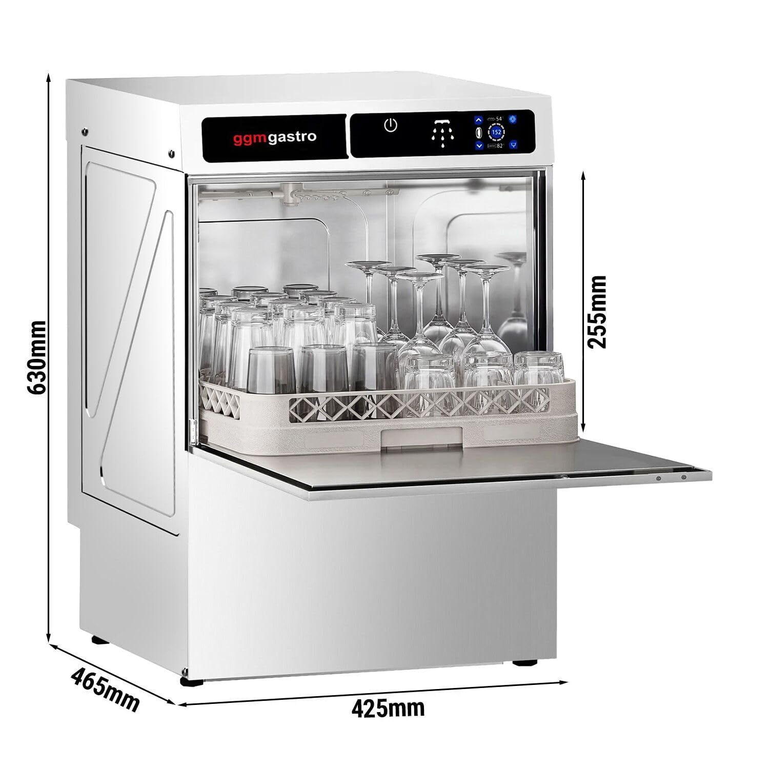 GGM Gastro Gläserspülmaschine Touch 3,30 kW 350x350 mm | intuitive Touch-Bedienung, integrierte Laugenpumpe, vollautomatische Dosierung, hygienisches Edelstahlgehäuse, zeitsparend