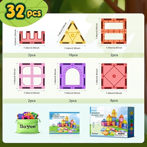 Miniatura 4 de Soyee Magnetic Tiles Toddler Toys Magnetic Building Blocks for Kids Ages 3-12 STEM Educational Toys for Girls & Boys Sensory Toys for Kids with