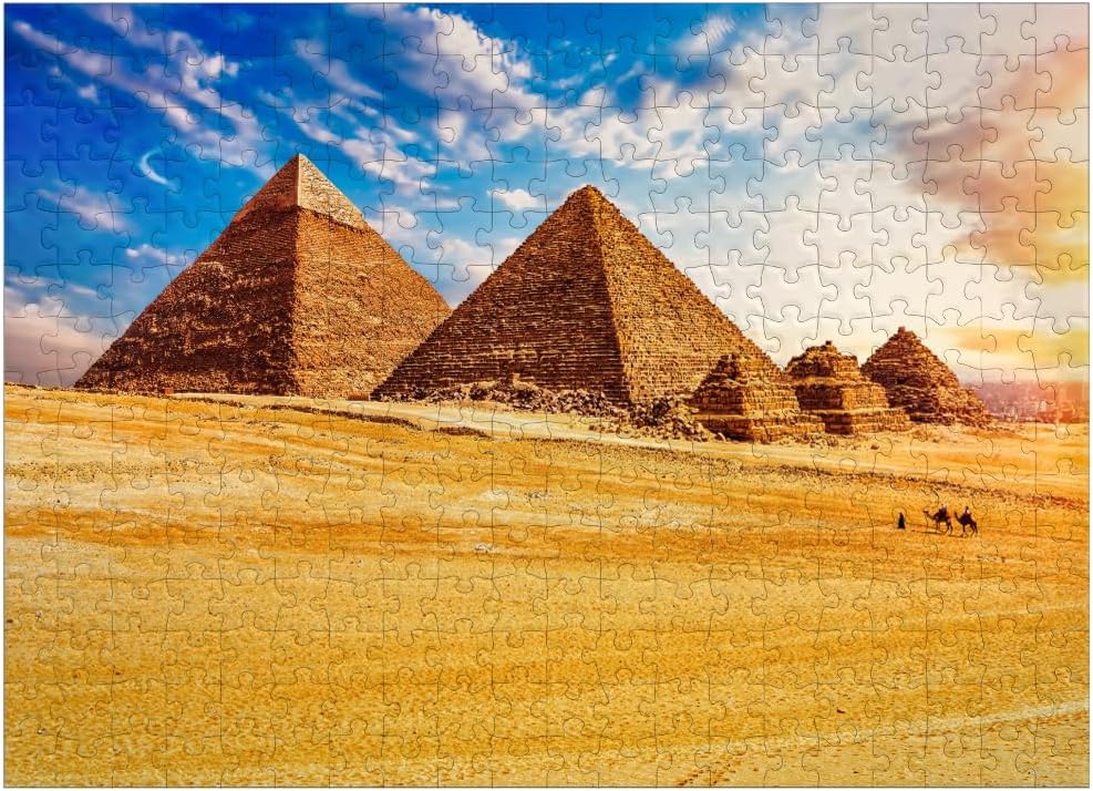 MyPuzzle The Pyramids in The Sunny Giza Desert Egypt - Premium 1000 Piece Jigsaw Puzzle for Adults