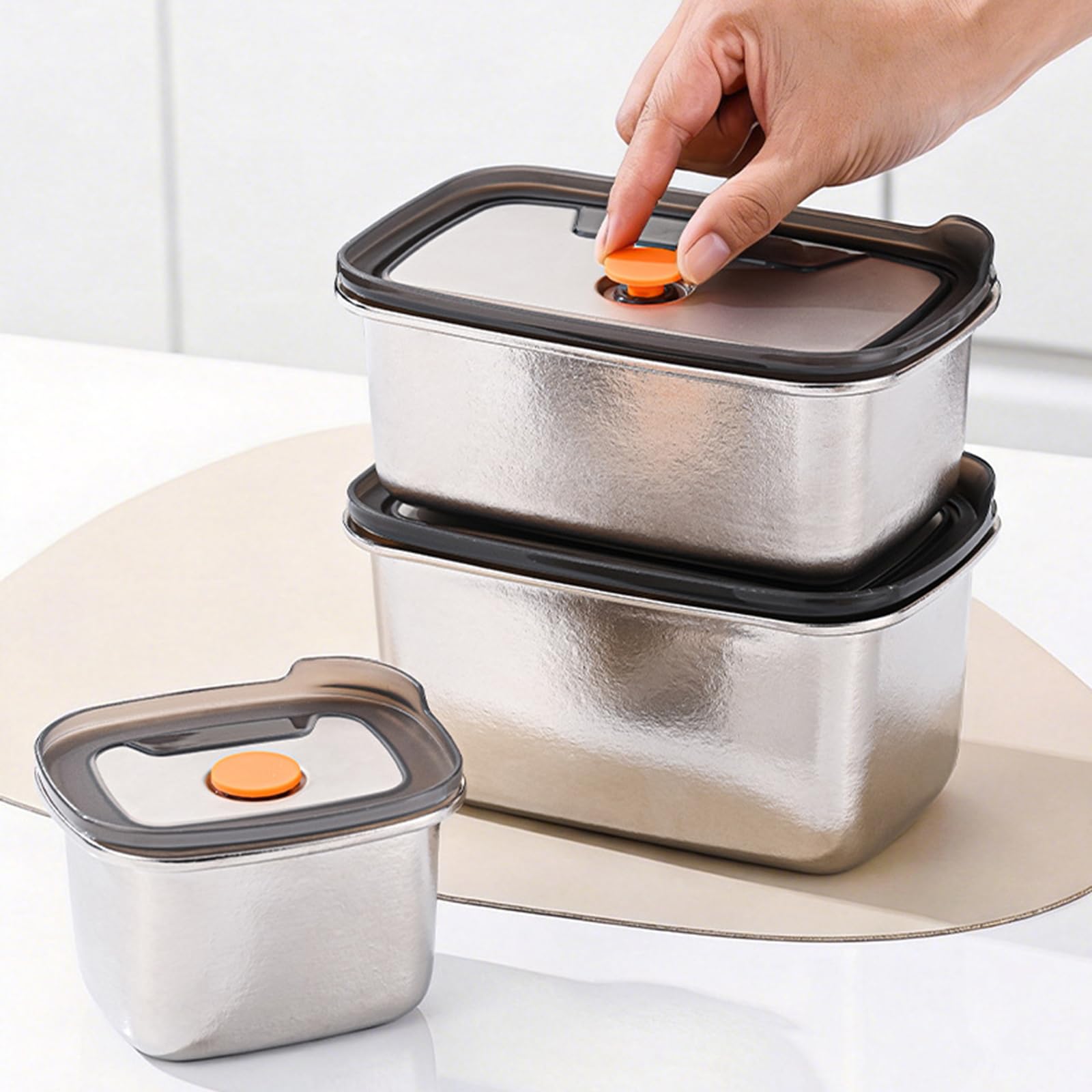 Contenitore per alimenti in metallo con coperchio e guarnizione resistente alle perdite, scatola per il pranzo per la preparazione dei pasti, avanzi e uso quotidiano in cucina Contenitore per il