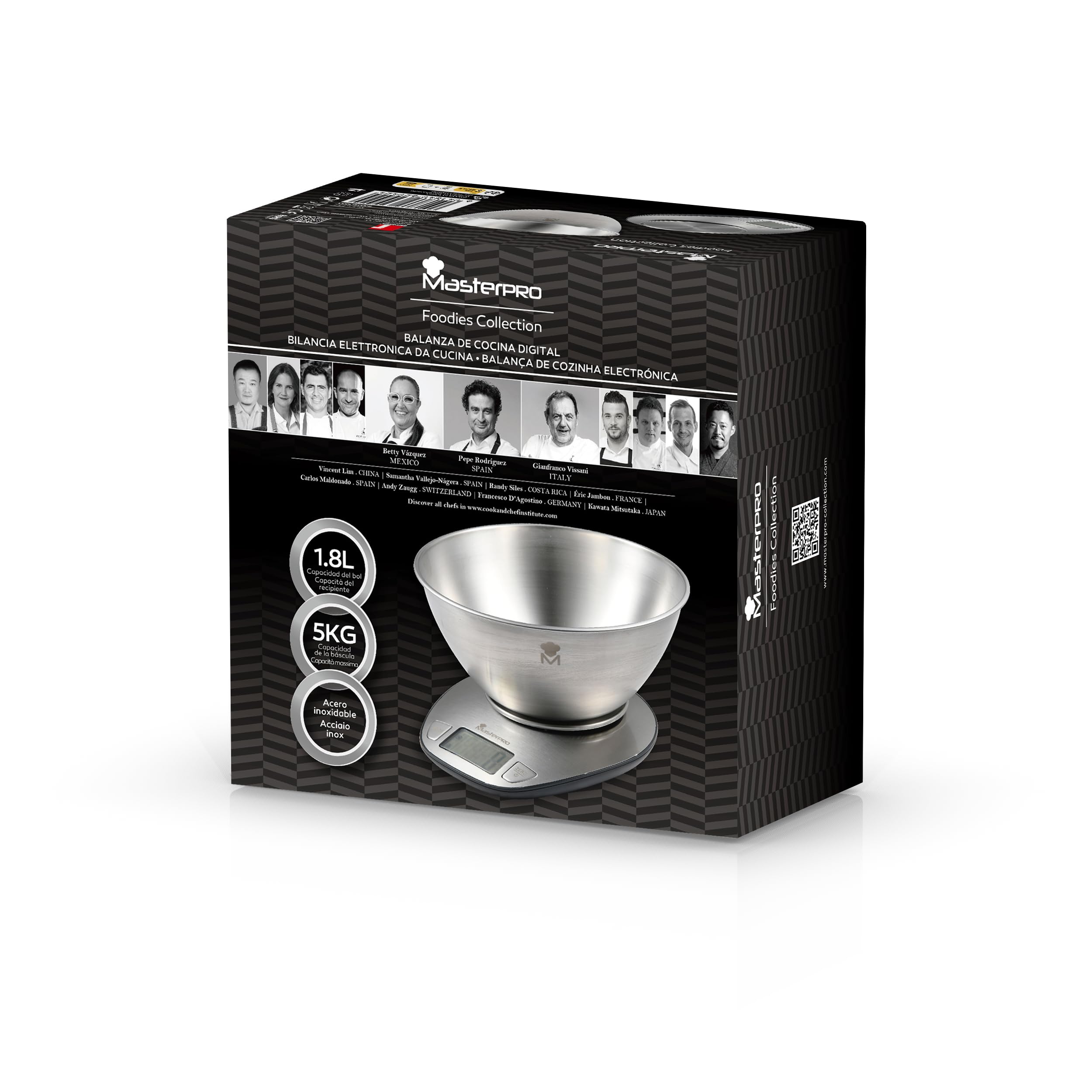 MasterPRO Elektroniczna waga kuchenna 21,5 x 21,5 x 1 3 cm - wykonana ze stali nierdzewnej - waga kuchenna z wyświetlaczem LCD - do 5 kilogramów