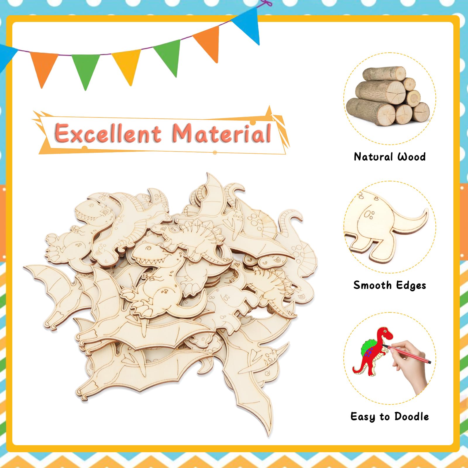 Kit Créatif Carillons Éoliens Dinosaures 3D - 8 Modèles à Peindre - Jouet Bois DIY Pour Enfants 3-9 Ans - Cadeau Anniversaire