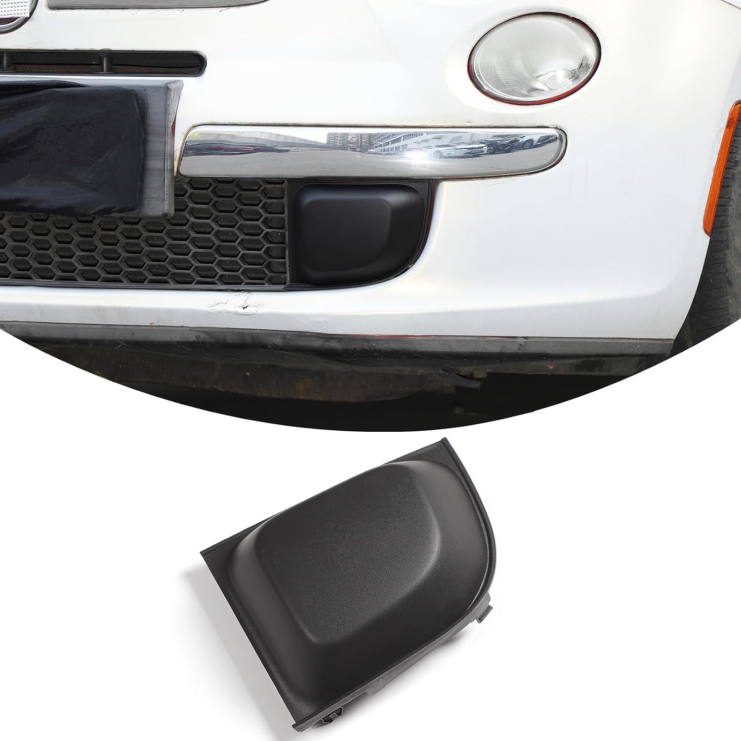 HAPPYHORSE Car Front Fog Light Cover Compatible with Fiat 500 2007-2015,Front Bumper Fog Light Lamp Replacement Cover Accessories OE:1SD67KX7AB/1SD60KX7AB (Right)