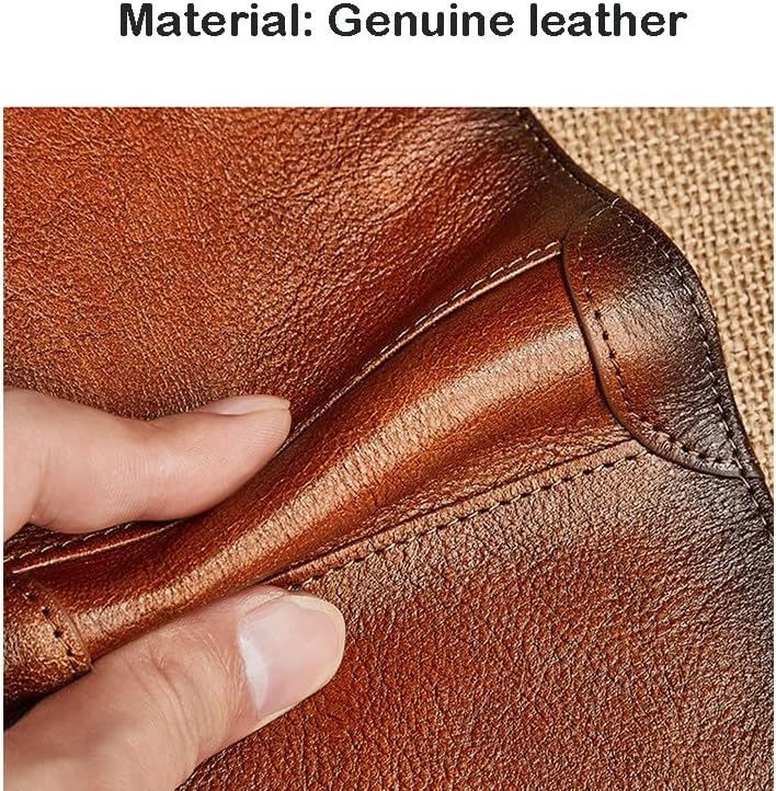 Wallet Men's Short Genuine Leather Oxhide Coin Purse Vintage Fashion Top-grain Sturdy(Yellowish brown)
