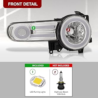 AJP Distributors LED DRL Halo Projector Headlights Headlamps Assembly Driver + Passenger Pair Set Compatible/Replacement For FJ Cruiser 2007 2008 2009 2010 2011 2012 2013 2014 07 08 09 10 11 12 13 14