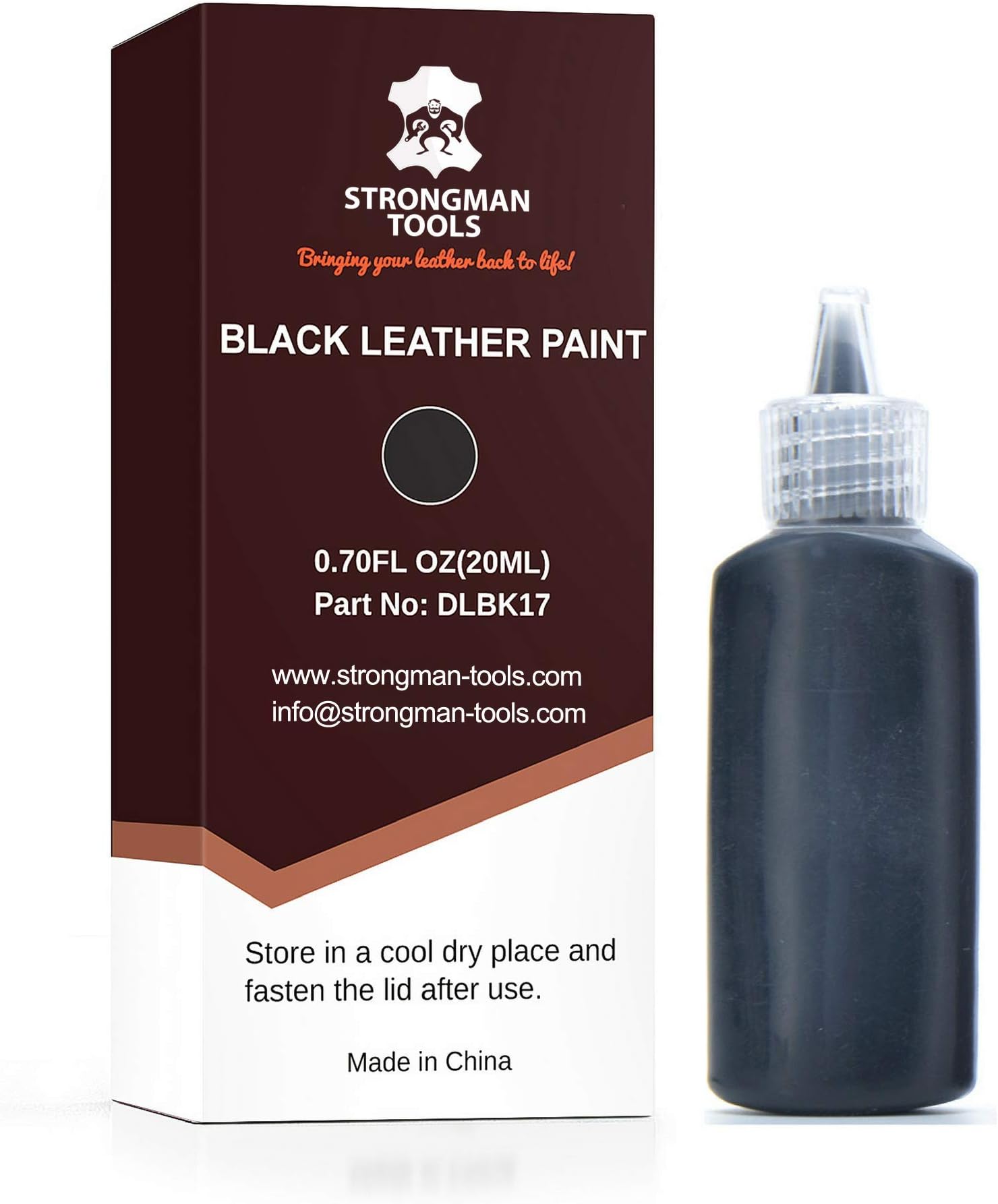 Strongman Tools | Black Leather Paint | Non Toxic Premium Grade | Use to Restore and Repair Your Black Leather Items | for Handbags, Car Seats, Couches, Sofas, Boats, Jackets and Shoes