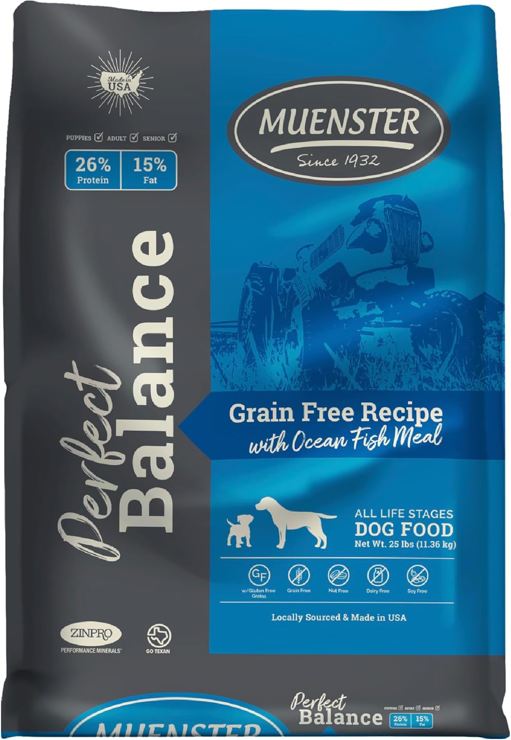 Muenster Perfect Balance Ocean Fish Meal Grain Free Dry Dog Food, 25lb - Gluten-Free, All Life Stages