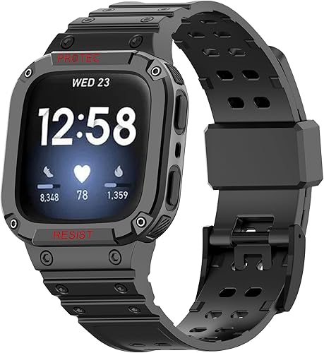 MiRUSI Compatible con Fitbit Smart Watch Versa 4321Fitbit Versa LiteFitbit Sense 2Fitbit Sense Bandas con funda, correa protectora resistente