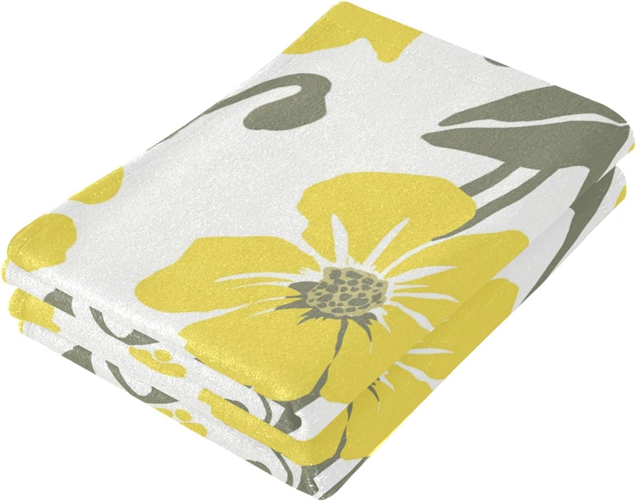 susiyo Hand Towel for Bathroom Set of 2 Absorbent Cotton Face Towel Multipurpose for Hotel Gym Guest Spa Yoga Home Decorative,28x14in (Yellow Flowers)