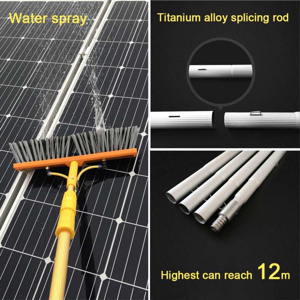 Limpiador fotovoltaico para limpiar ventanas 4M-12M, cepillo telescópico alimentado por agua, limpieza de ventanas, limpiador extensible, herramientas de limpieza de techos de invernadero