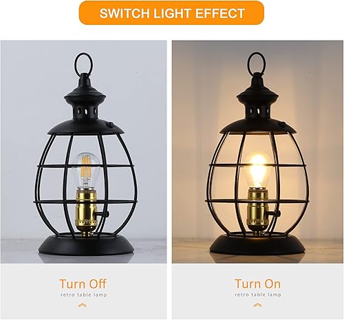 Miniatura 3 de SUNLLOK Lámpara de mesa de metal vintage para sala de estar, industrial de 12.2 pulgadas de alto, lámpara de escritorio de lectura antirrústica, luz