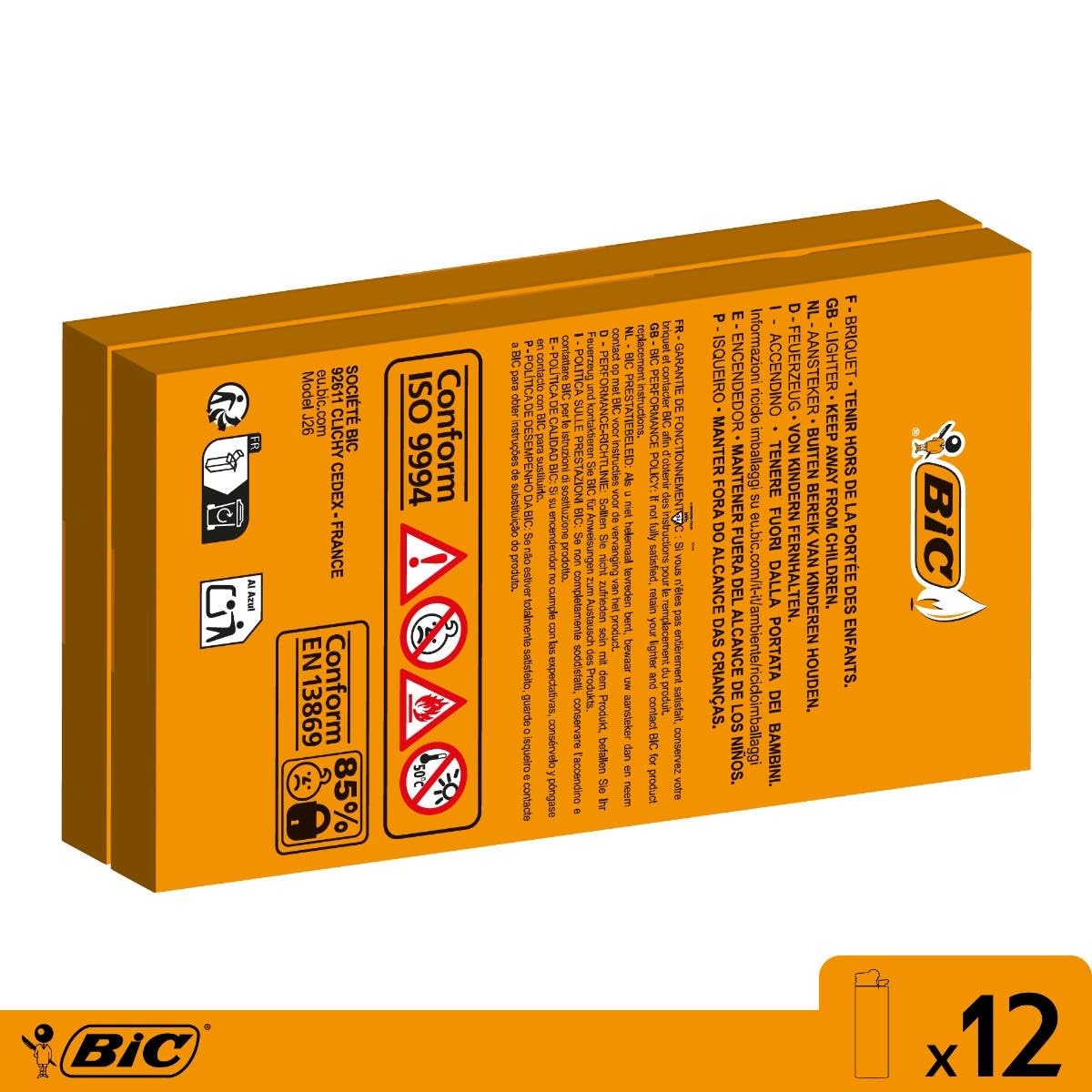 BIC - Juego de 12 encendedores Maxi de pedernal Surtidos