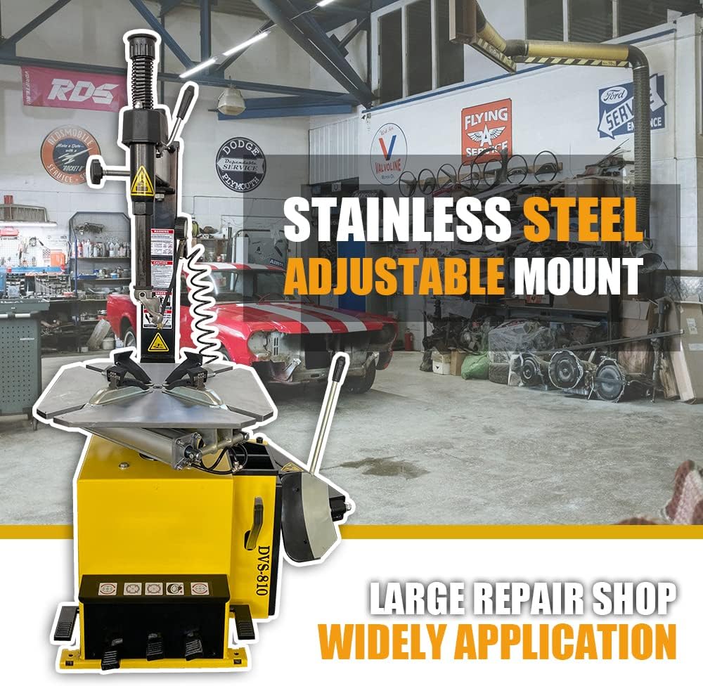 1.5HP Tire Changer Machine with Assist Arms, 110V Wheel Changer Tire Machine for 12"-24" Rims, Heavy Duty Swing Arm Tire Repair Equipment for Garage & Shop