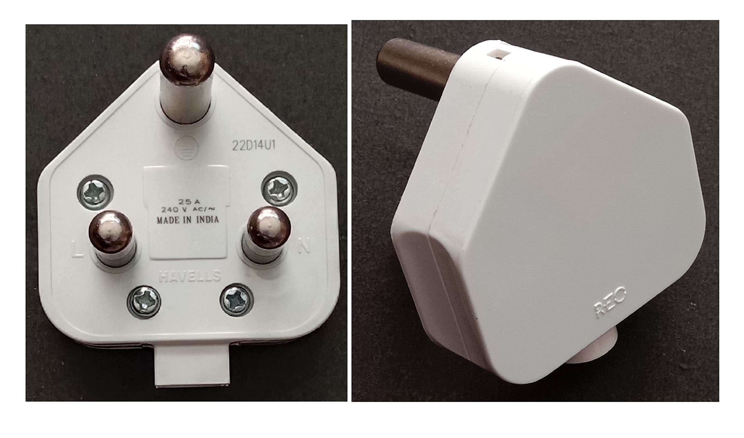 HOME APPLIANCES REO 3Pin TOP 16 A [ H.D ] Flat PLUG TOP With AC TOP { FLAIR } , PACKING 2 PCS. ,