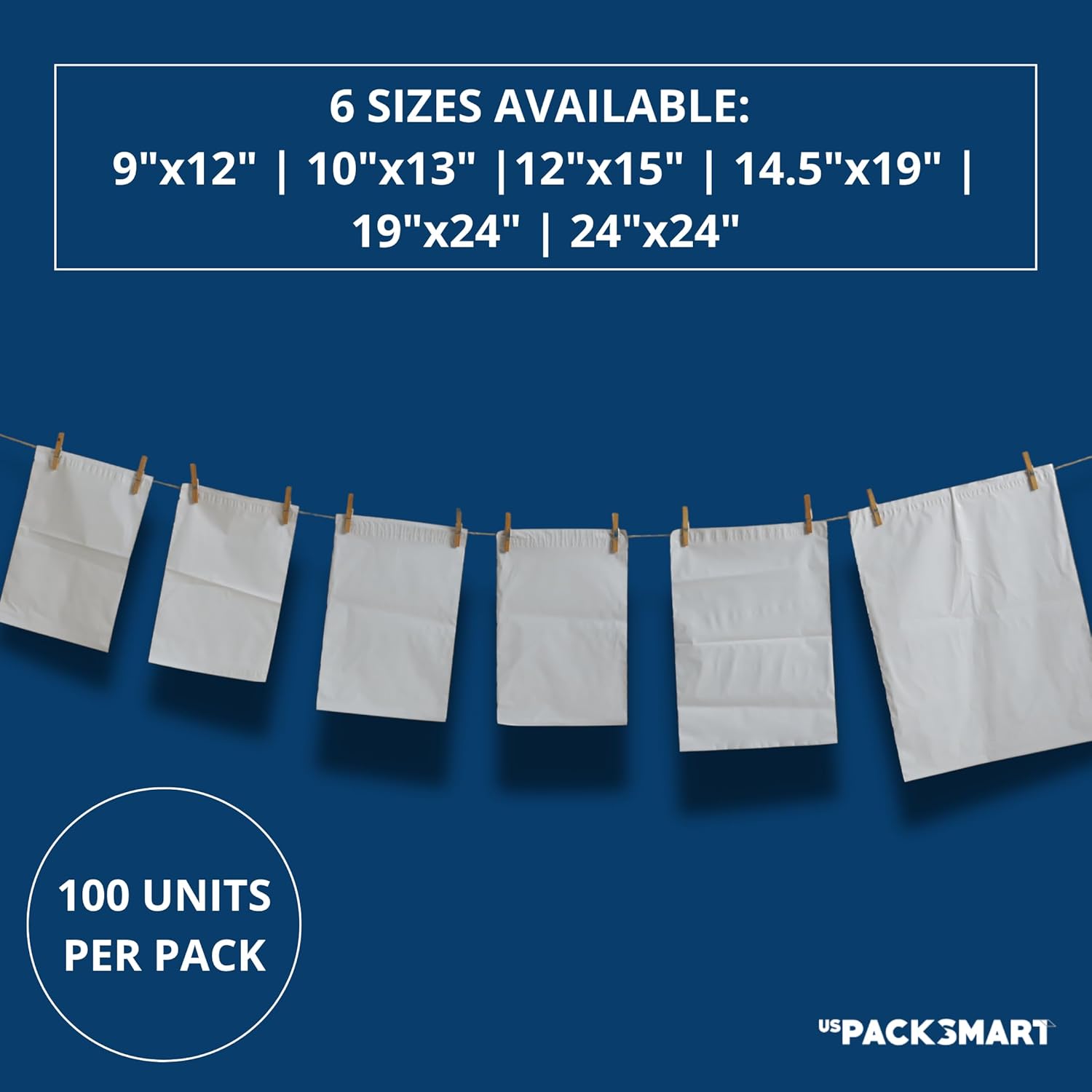 White Plastic Poly Mailers 19"x24" | Shipping Bags for Clothing, Books & Accessories | Durable Shipping Envelopes | Waterproof and Tear-Proof with Strong Self-sealing Adhesive | 100-Pack