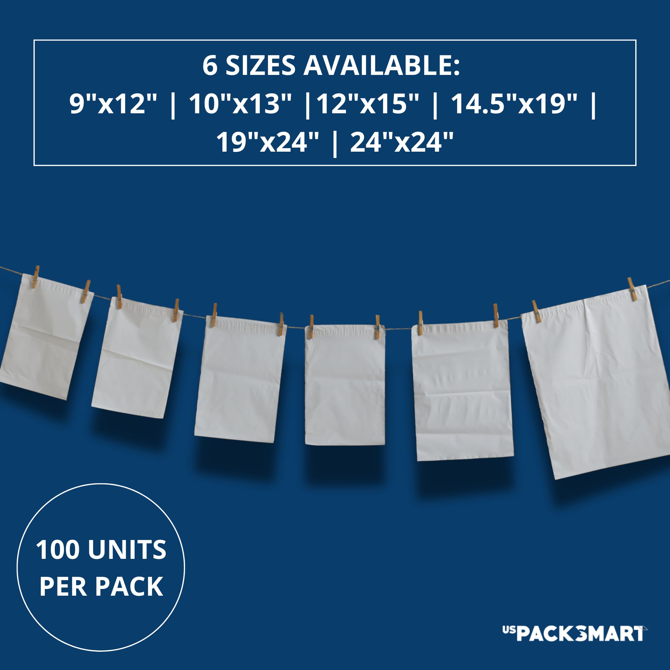 Buste per spedizioni in plastica bianca, 61 x 61 cm, per abbigliamento, libri e accessori, buste per spedizione durevoli, impermeabili, antistrappo con forte adesivo autoadesivo