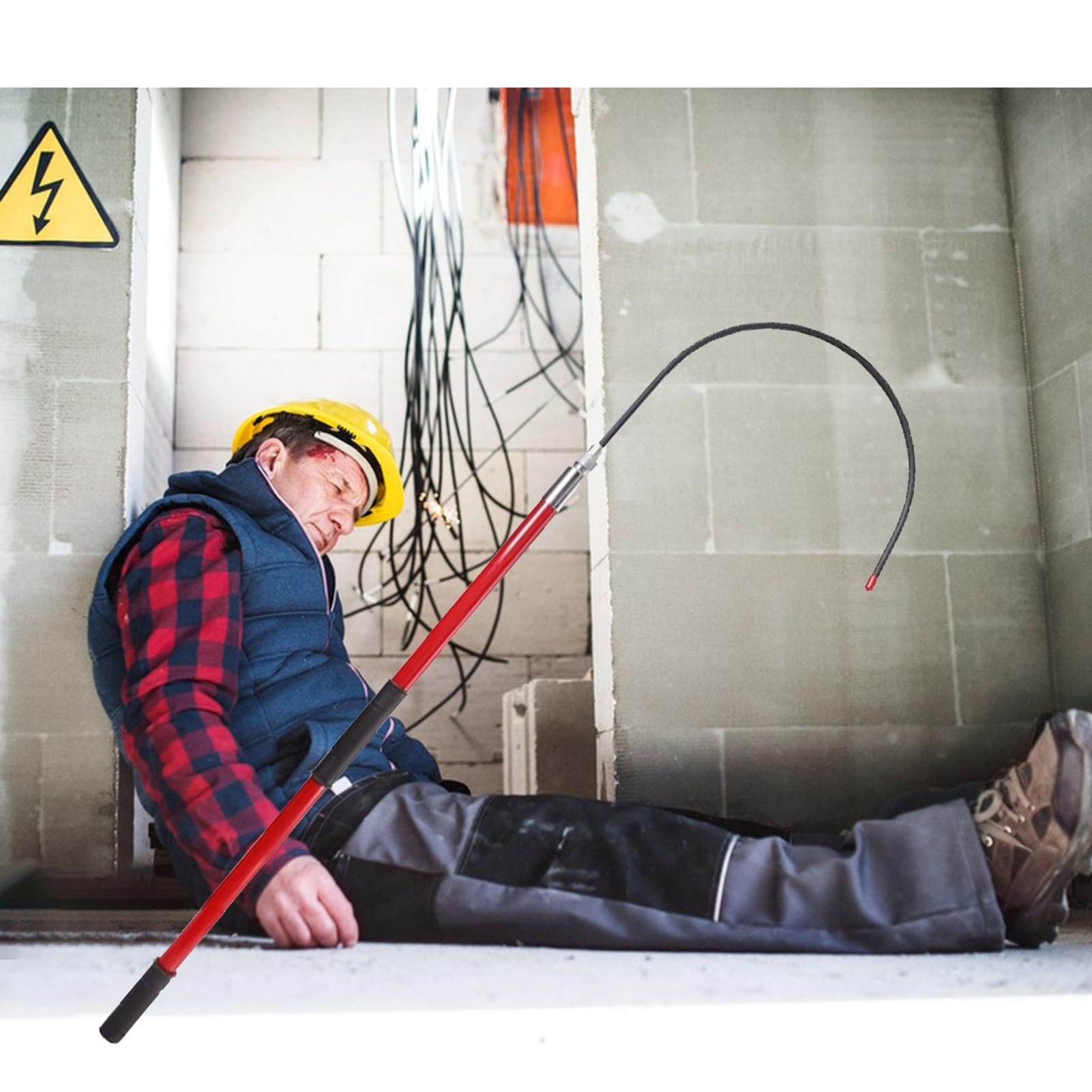 JKJZSALJ Safety Rescue Hook,Removable Insulated Rescue Hook 3.3Ft/1M-High Voltage Electrical Safety Tool, Portable Anti-Electrocution Life Hook, Ideal For Emergency Rescue,Red,3 m/9.8 ft(220kv)