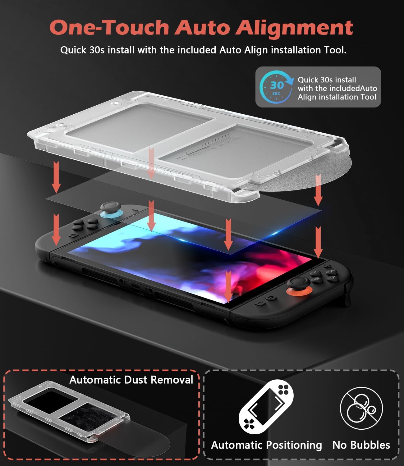 2 Pack Screen Protector Compatible with Nintendo Switch 2,9H Hardness Shockproof Tempered Glass flim, One-Touch Auto-Alignment for Bubble Free, HD Clear & Touch Sensitive - Image 2