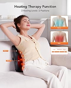 COPYJOY Back Massager with Heat, Neck Massager for Pain Relief Deep Tissue 3D Shiatsu Kneading Electric Massage Pillow for Whole Body Relaxation, Home, Car, Office Use, for Mom, Dad, Women, Men