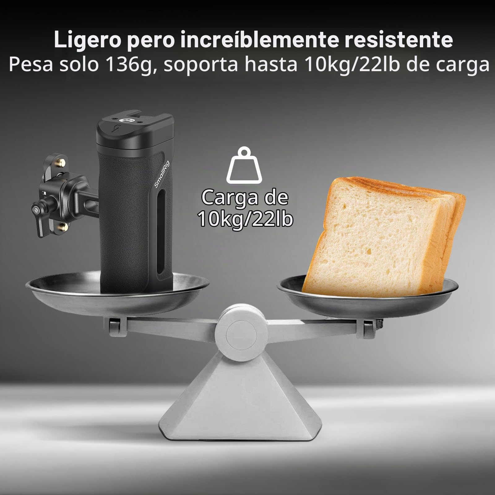 SMALLRIG Empuñadura Lateral Mini con Pinza y Riel NATO, para Mano Izquierda o Derecha, Ajuste Vertical, con Zapata Fría y Rosca, Carga Máx. 10kg - 5947
