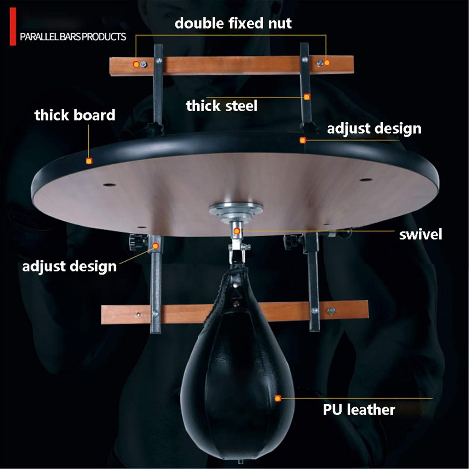 Suspension Speed Bags Bracket Brown Height Adjustable Wall-Mounted Boxing Speed Ball Platform Endurance Training (Brown 60x60x2cm)