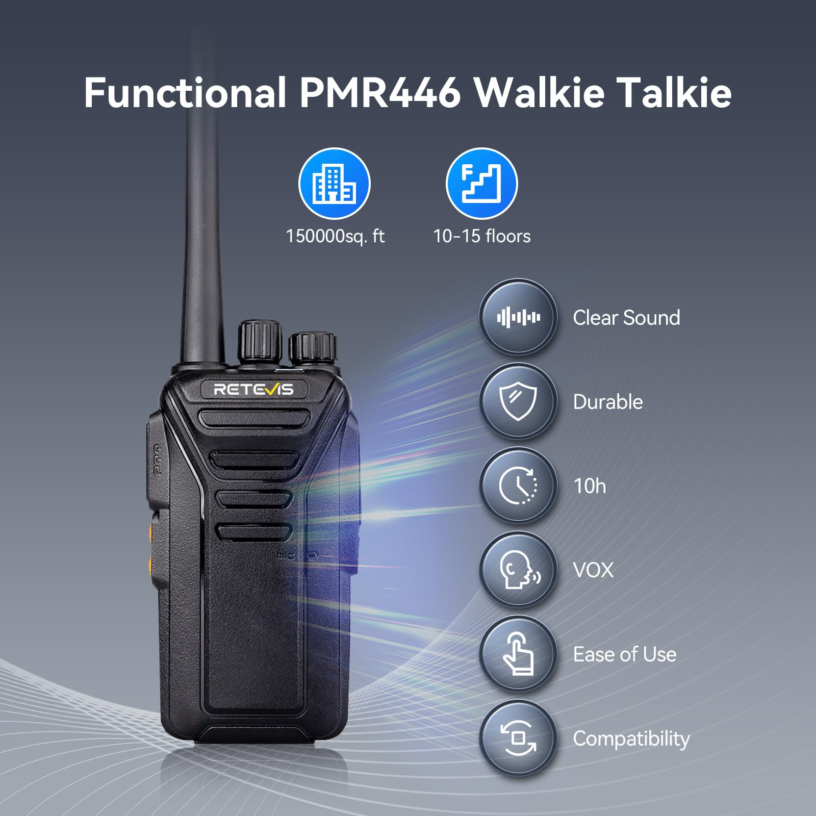 Transceiver Retevis RT27 - Walkie Talkie Professionale 16 Canali - Dettaglio