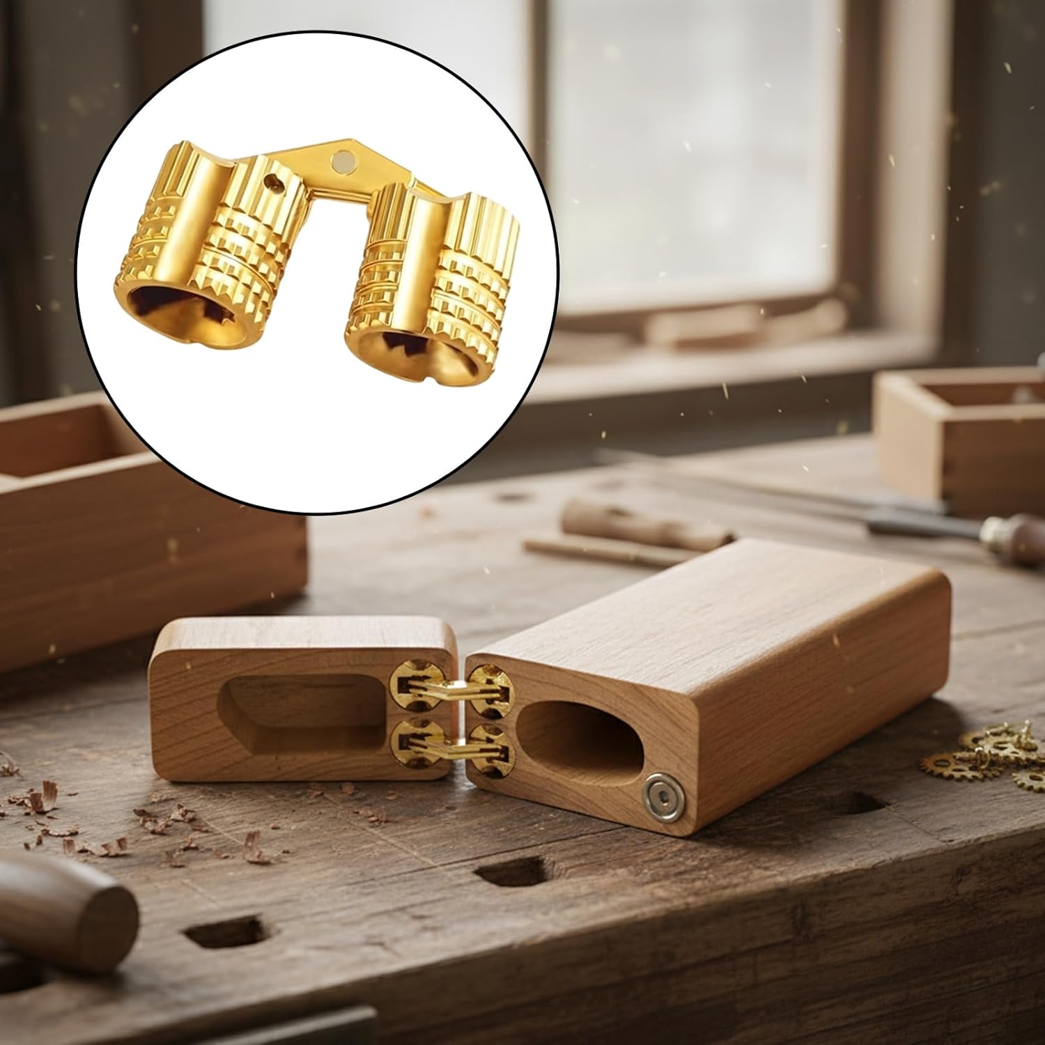 Mini Hinges for Wood, Drill Hinges, Pack of 5, Precision Hinges for Furniture Construction and Craft Projects