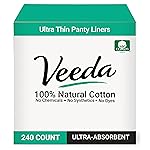 Veeda Natural Cotton Ultra Thin Panty Liners for Women - Breathable Thin Daily Liners are Always Chlorine and Toxin Free - Hypoallergenic & Comfortable Pantyliners - 240 Count