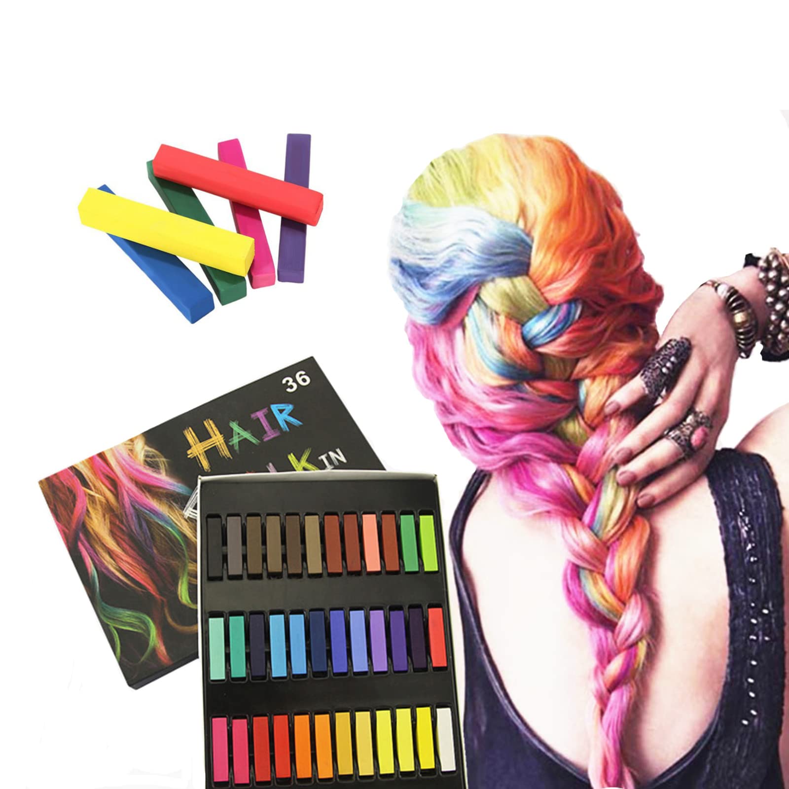 Amazon.com: Joyeee Washable Hair Chalk, 36 Colors Deluxe Black