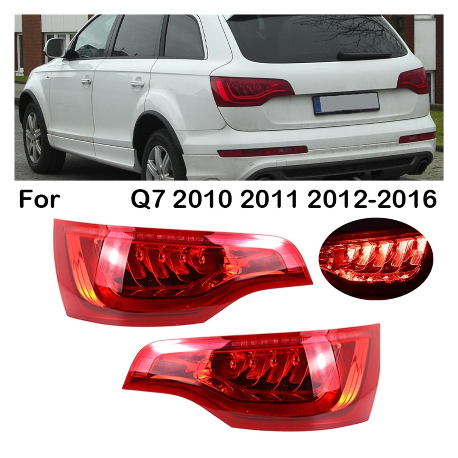 GYZNGJFS Compatible For Q7 2010 2011 2012 2013 2014 2015 2016 Car LED Tail Light Assembly Tail Lamp Rear Stop Brake Lamp 4L0945093F 4L0945094F(Right)