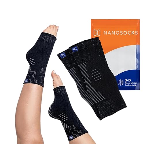 NanoSocks Calcetines de compresión para mujeres y hombres (1 par)  La mejor manga de soporte de tobillo para neuropatía, fascitis plantar, alivio