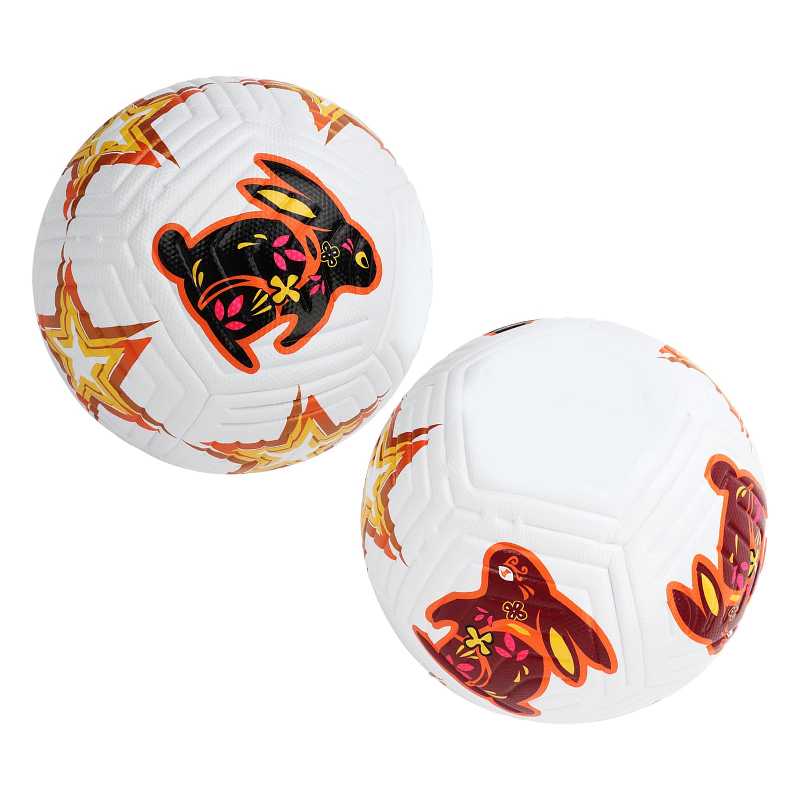 Pallone Calcio Professionale Misura 5 ad Alta Elasticità Modello Coniglio Calcio Allenamento per Partite esami Gomma in Pelle PU Bianca