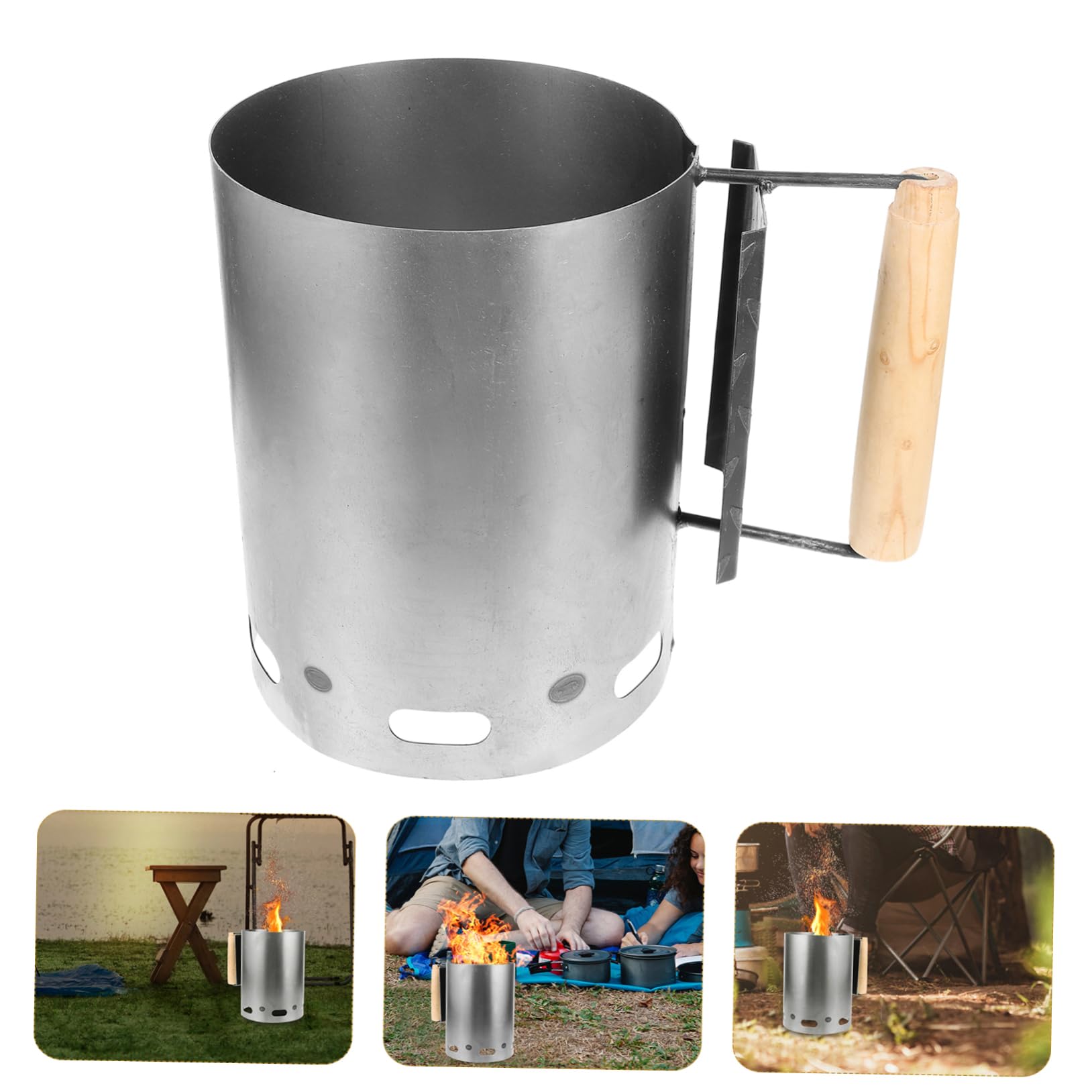 BESTonZON Accenditore per Carbonella da Barbecue con Legno Portatile per Accensione Carbonella per Grigliate Resistente al Circolazione Ottimale Aria