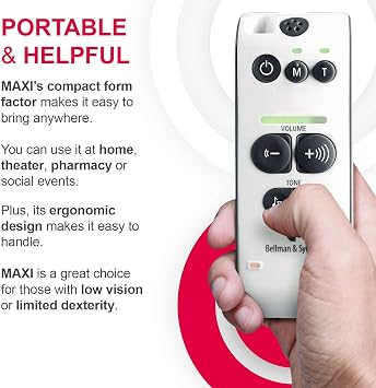 مضخم صوت شخصي لاسلكي Bellman Audio Maxi BE2020 مع تضخيم 71 ديسيبل - يشمل - سماعات الرأس